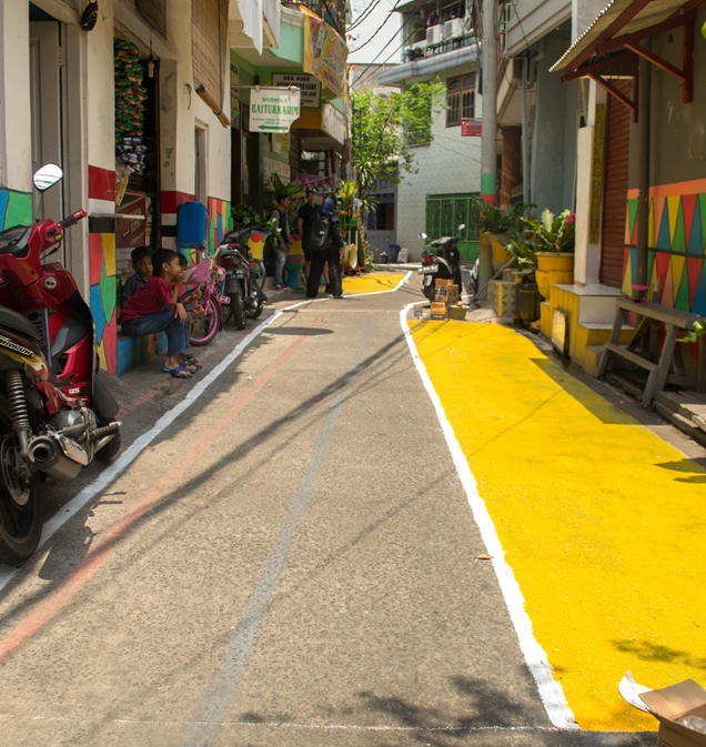 Painted streets to improve road safety