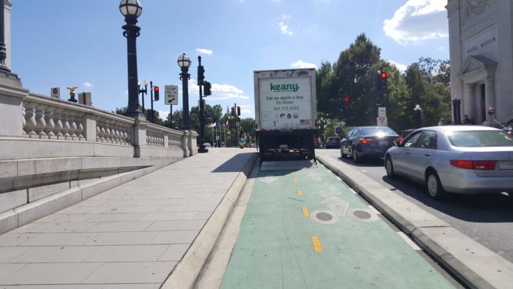 Delivery truck blocking protected bike lane