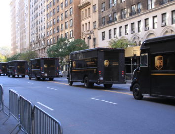 Fleet of UPS Trucks on NYC Streets