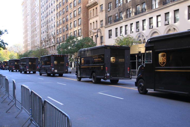 Fleet of UPS Trucks on NYC Streets