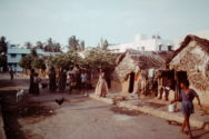 Hut with thatched roof in Madras, India in the 1980s