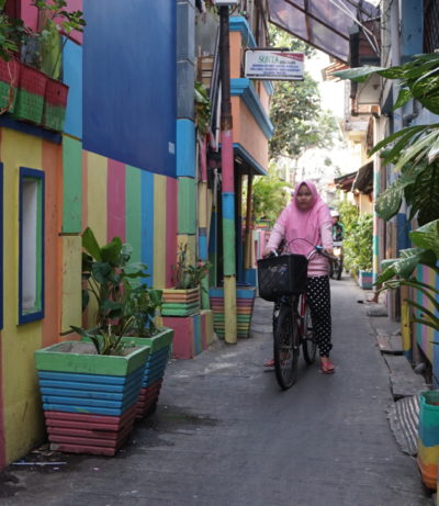 Woman biking in Sunter Jaya, Jakarta, Indonesia ITDP