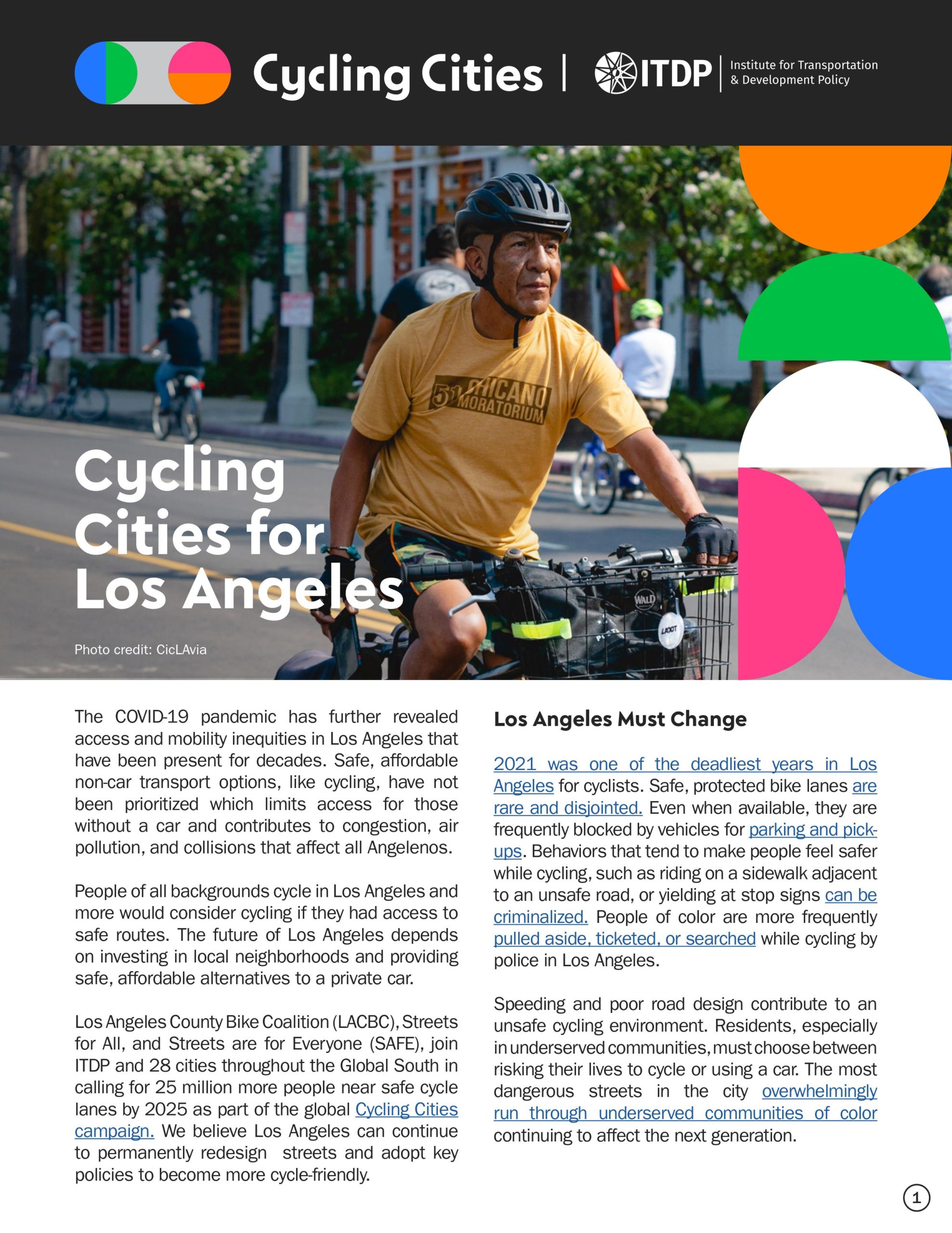 Cycling Cities for Los Angeles Institute for Transportation and Development Policy